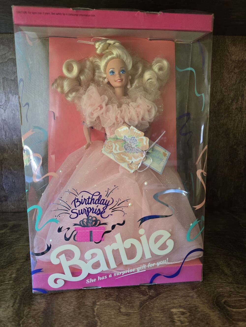 Vintage 1991 Mattel Birthday Surprise Barbie Doll Blonde + Necklace #3679 NRFB